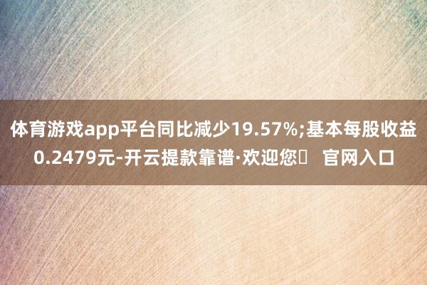 体育游戏app平台同比减少19.57%;基本每股收益0.2479元-开云提款靠谱·欢迎您✅ 官网入口