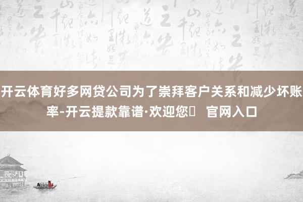 开云体育好多网贷公司为了崇拜客户关系和减少坏账率-开云提款靠谱·欢迎您✅ 官网入口